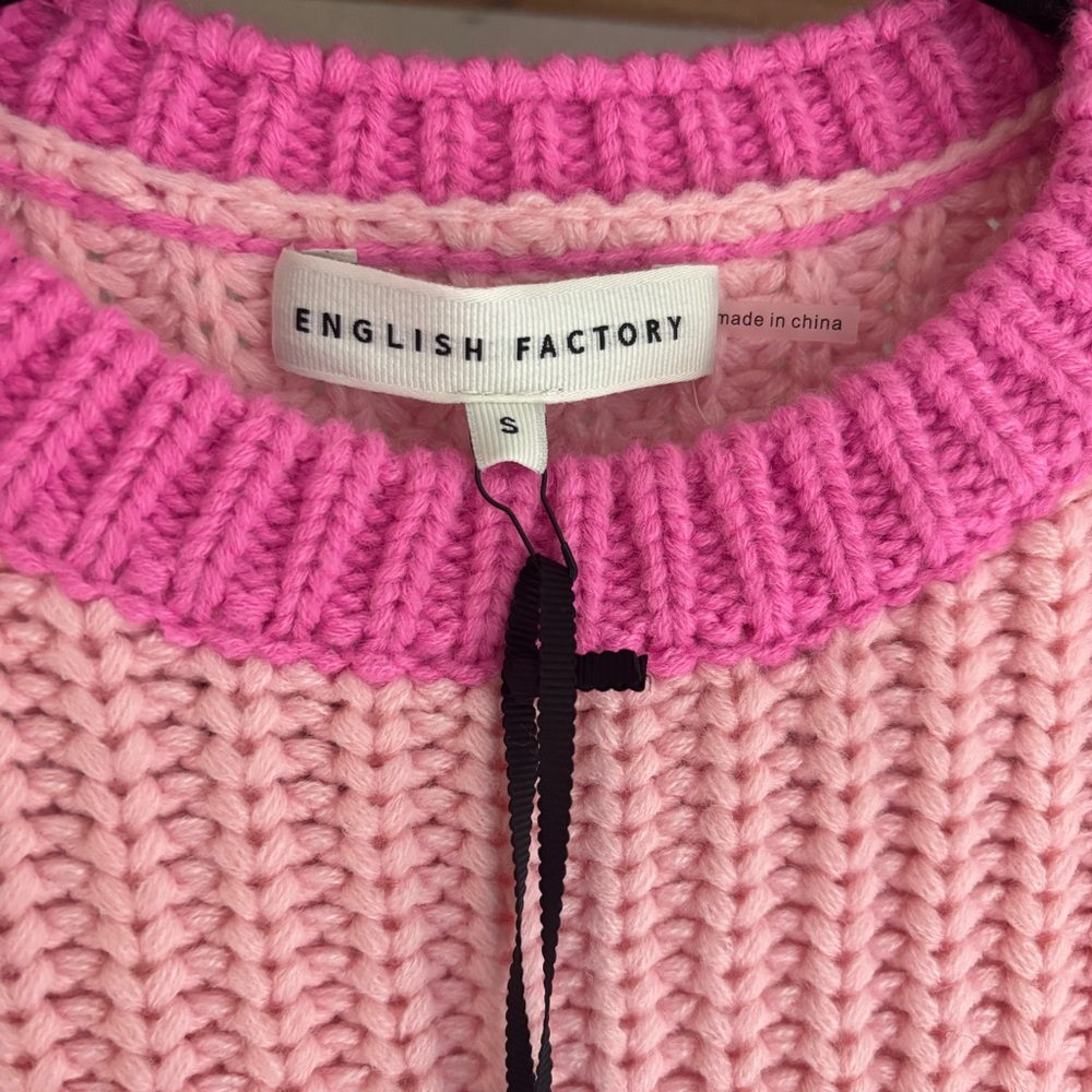 English Factory Pink Multicolor Chunky Knit Sweater - Picture 3 of 10